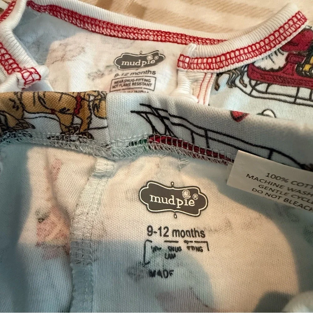 Mud Pie Baby Christmas Pajamas Set Twas The Night Before Christmas Blue 9-12M
